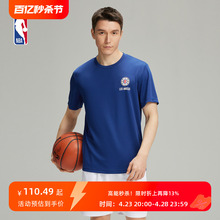 NBA官方正品 春秋新款短袖中性休闲黑色T恤 湖人/勇士/快船/太阳