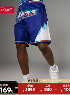 Mitchell&NessNBA官方正品复古球裤JustDon联名犹他爵士队短裤