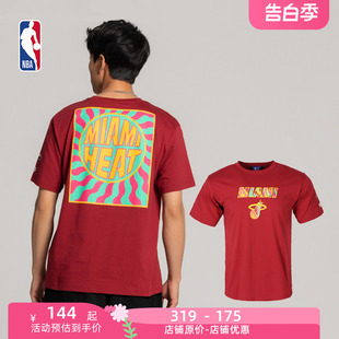 T恤热火队 NBA官方正品 霓虹系列春夏男子运动休闲宽松舒适百搭短袖