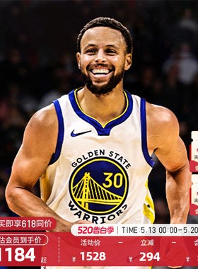 NBA官方NIKE耐克勇士队库里AU员版速干专业训练运动球衣投篮服男