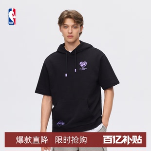 NBA官方夏季勇士湖人26夏季休闲通勤百搭连帽短袖连帽卫衣男女