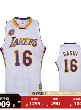 mitchell&nessNBA官方正品名人堂SW球衣湖人队保罗加索尔篮球服