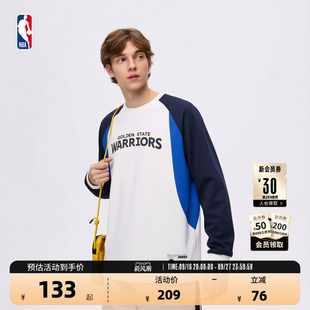 NBA官方26秋季勇士快船湖人火箭纯棉撞色拼接赛车风长袖T恤