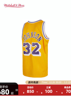 NBAMitchell&Ness NBA官方湖人/约翰逊复古84-85赛季SW球衣运动男