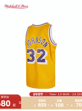 NBAMitchell&Ness NBA官方湖人/约翰逊复古84-85赛季SW球衣运动男