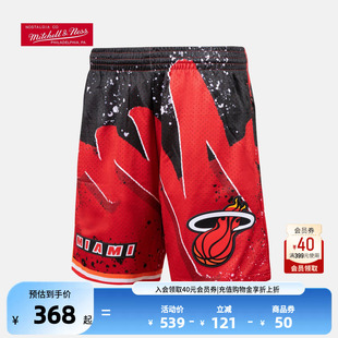 MITCHELL & NESS官方NBA热火队复古球裤 SW 篮球网眼运动休闲短裤