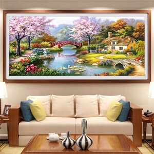 梦幻家园十字绣成品花园小屋欧式大幅客厅简约装饰画纯手工绣好的