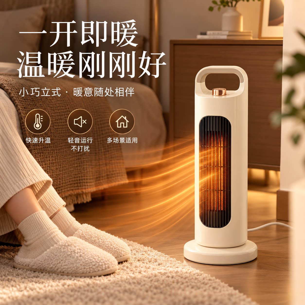 小型取暖器家用节能省电2026新款立式暖风机母婴适用防水居浴两用