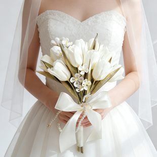 高级感缠花diy材料包郁金香手捧花手工简约花束ins新娘礼物送闺蜜