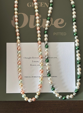 734钛钢磁吸扣糖果色多彩多巴胺锁骨链珍珠项链可洗澡