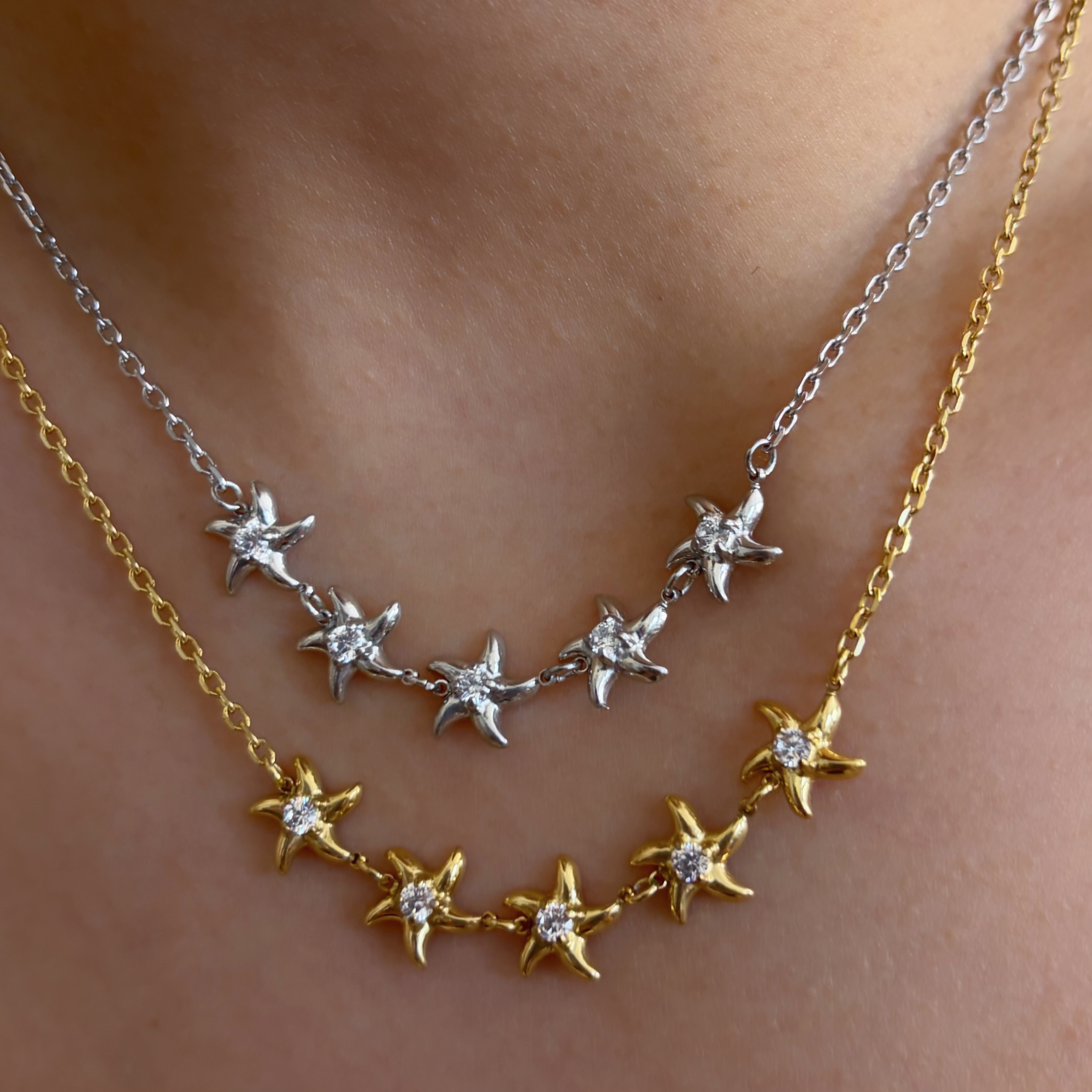 734钛钢不掉色海星项链白金色星星锁骨链百搭精致感通勤女