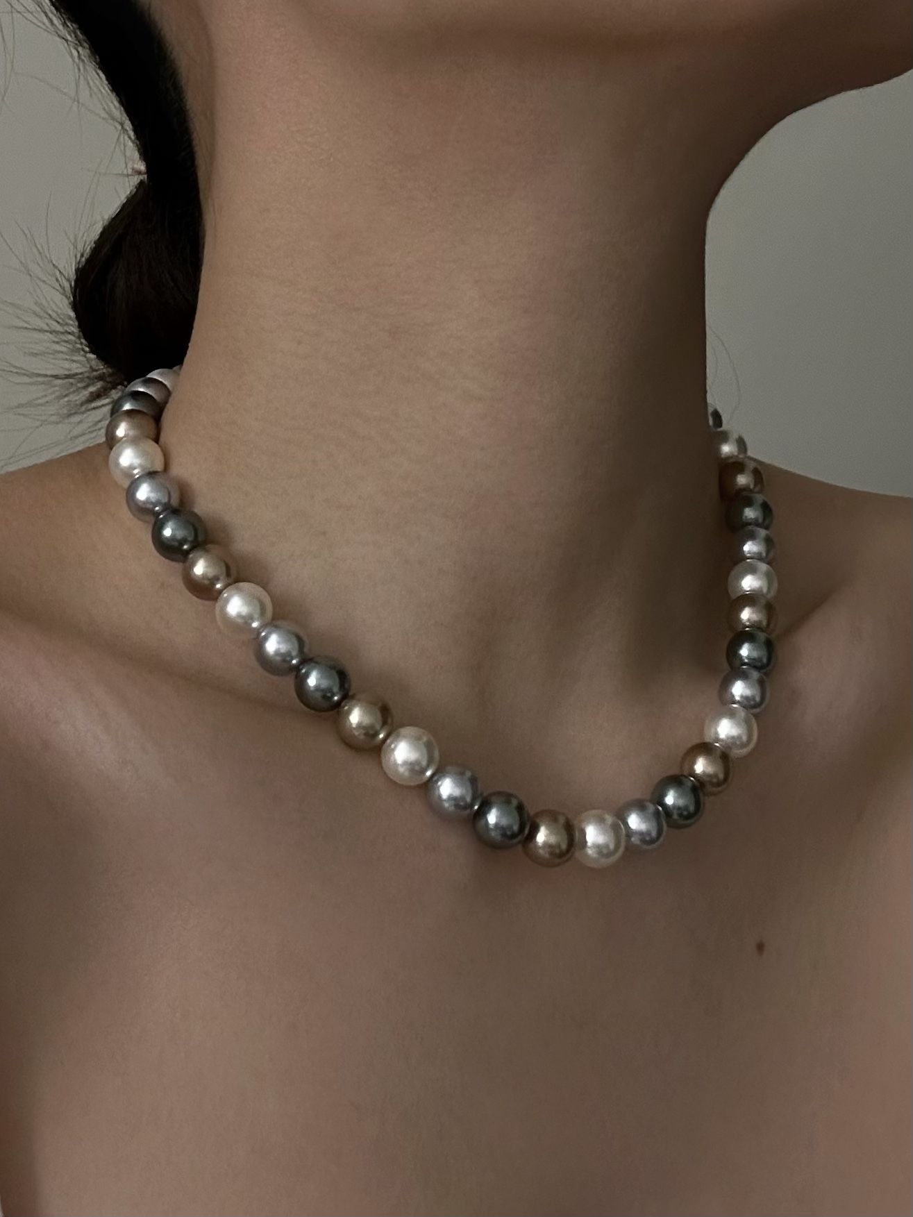 珍珠项链钛钢混色倪妮同款