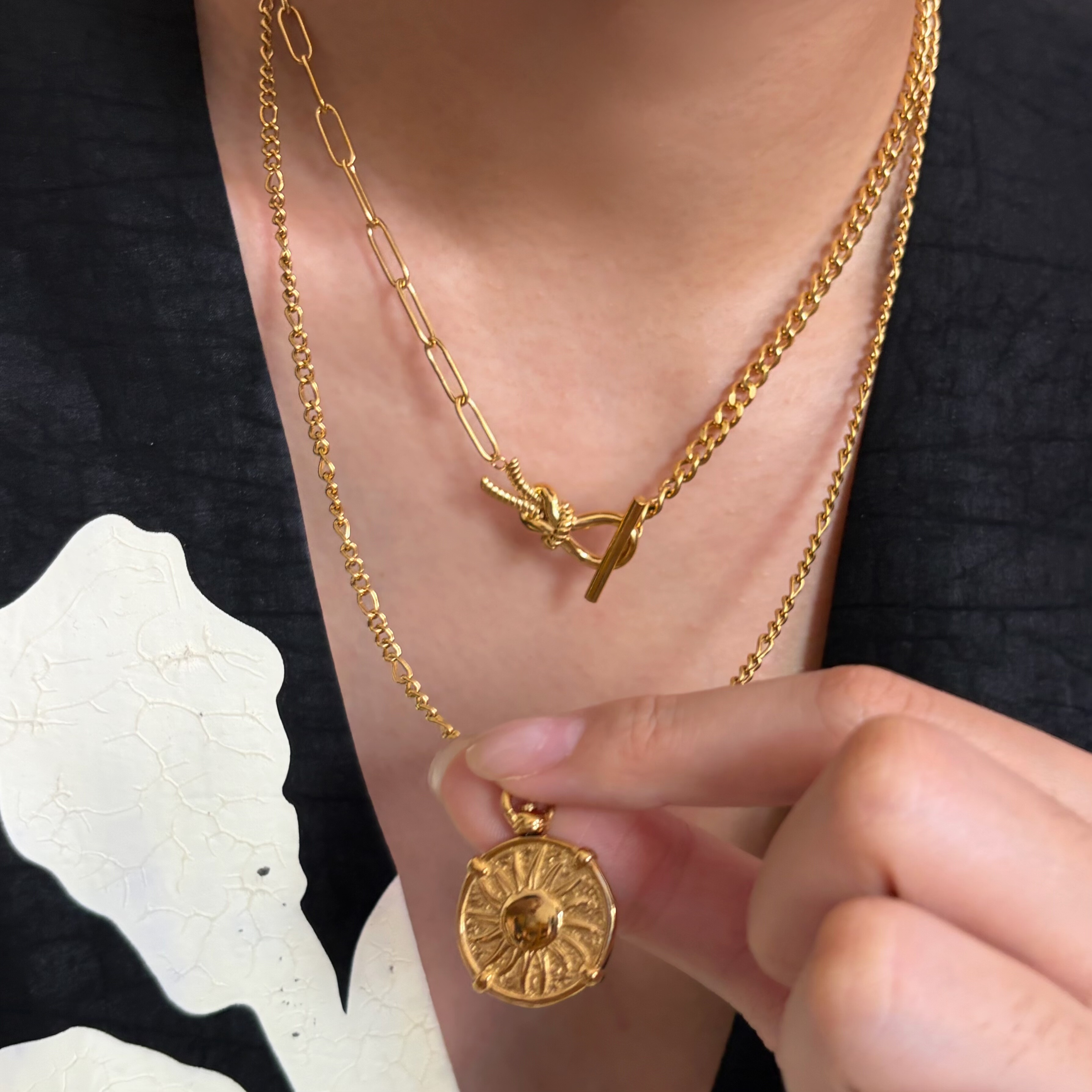 734钛钢可洗澡重工原创设计项链女小众高级感锁骨链欧美夸张颈链