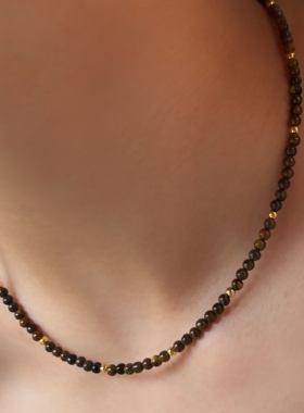 虎眼石金色项链女叠带