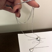 734钛钢白金色可洗澡不掉色百搭重工精工爱心抽拉链条加长毛衣链