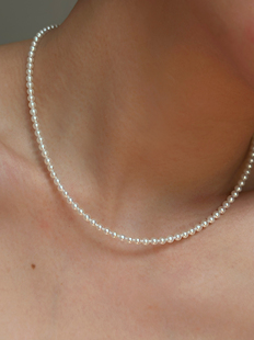 734天然淡水极光近圆珍珠项链3mm女baby珠小米粒锁骨链小众设计