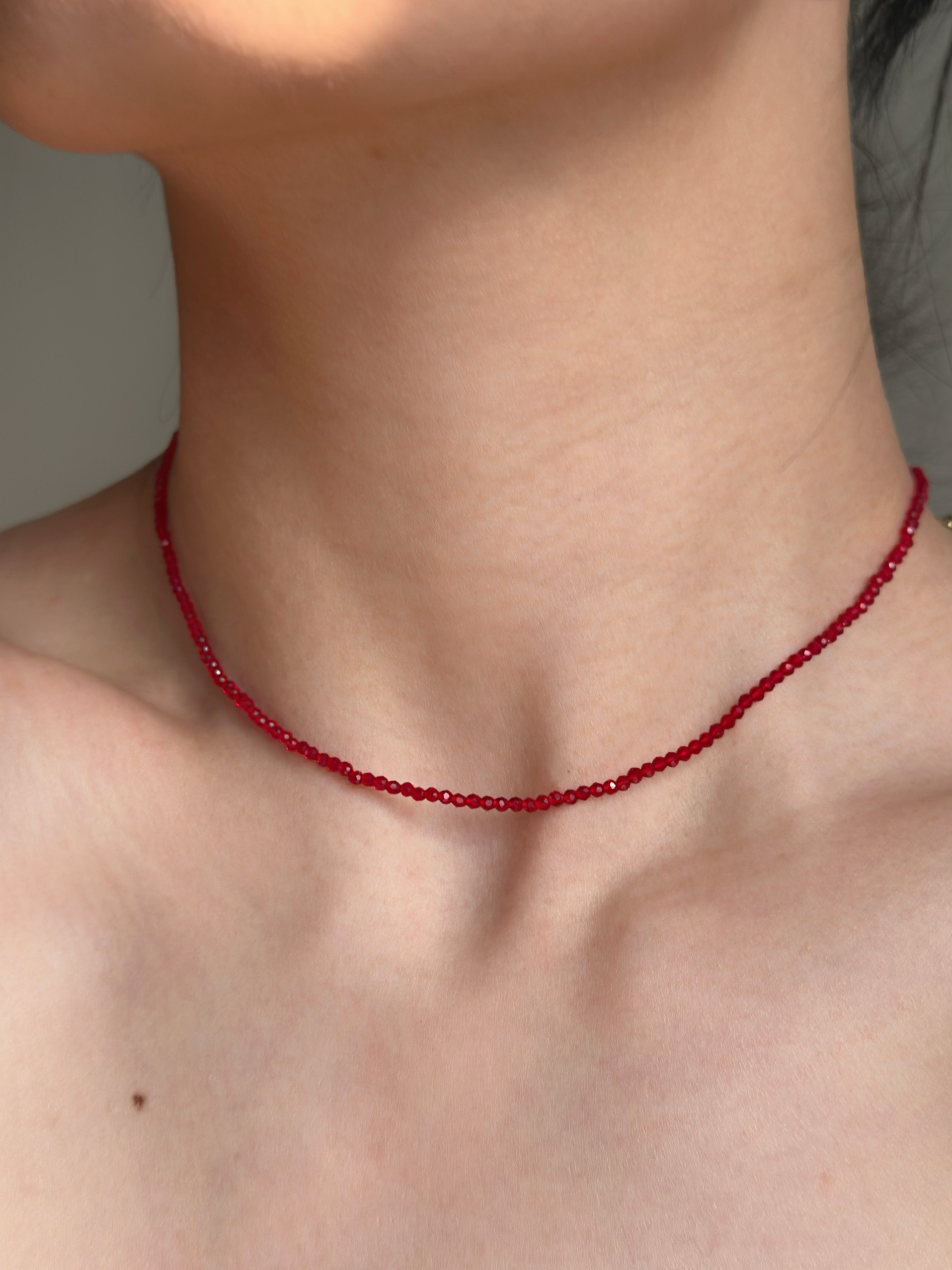 鸽血刻面仿真红尖晶项链亮晶晶复古百搭气质叠戴锁骨颈链新年,饰品/流行首饰/时尚饰品新,项链,淘宝优惠券,粉丝福利购,淘宝优惠卷