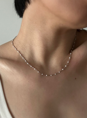 734项链女锁骨链短款裸链白滴油链细钛钢不掉色银色链子颈链