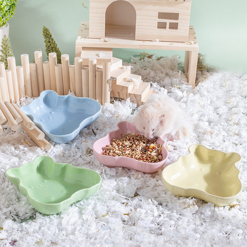 陶瓷仓鼠碗喂食器食盆食物碗金丝熊陶瓷碗防打翻食盆小宠用品