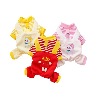 宠物狗狗衣服猫咪秋冬加绒狗卫衣条纹中型犬柯基法斗可牵引猫用品