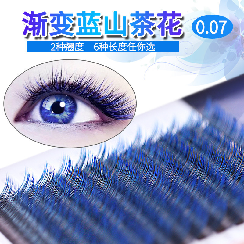 嫁接空气睫毛山茶花渐变蓝色美睫开花种植假眼睫毛自然柔软水貂毛