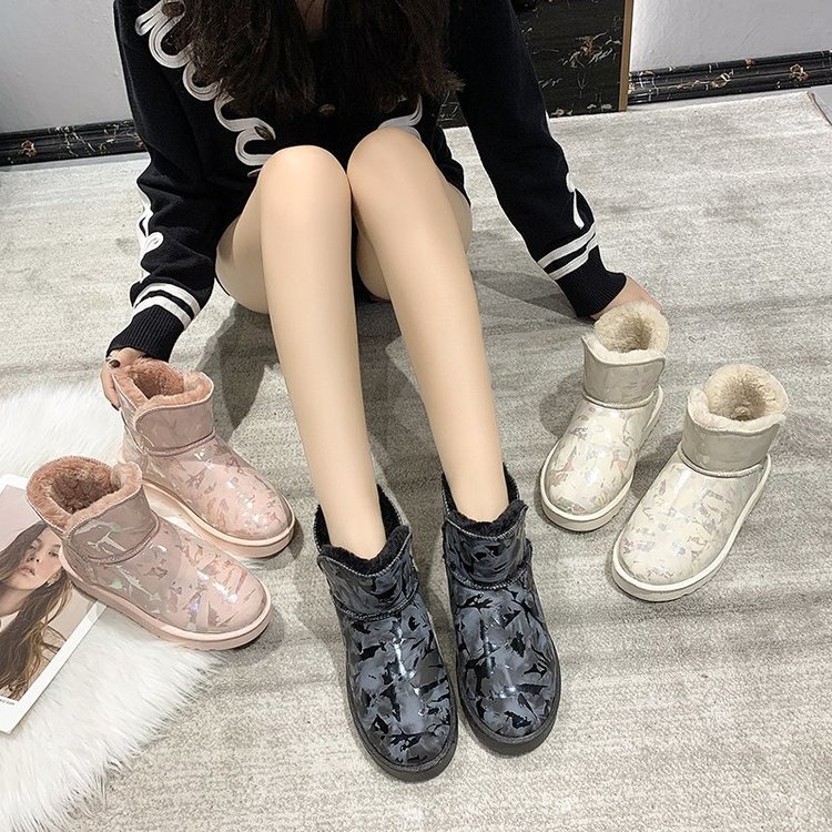 XC2023新款雪地靴女冬季加厚短靴防水防滑平底厚底保暖女鞋韩潮