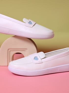 平底不累脚护士鞋透气白色小白鞋夏季舒适防滑工作鞋女士美容师鞋