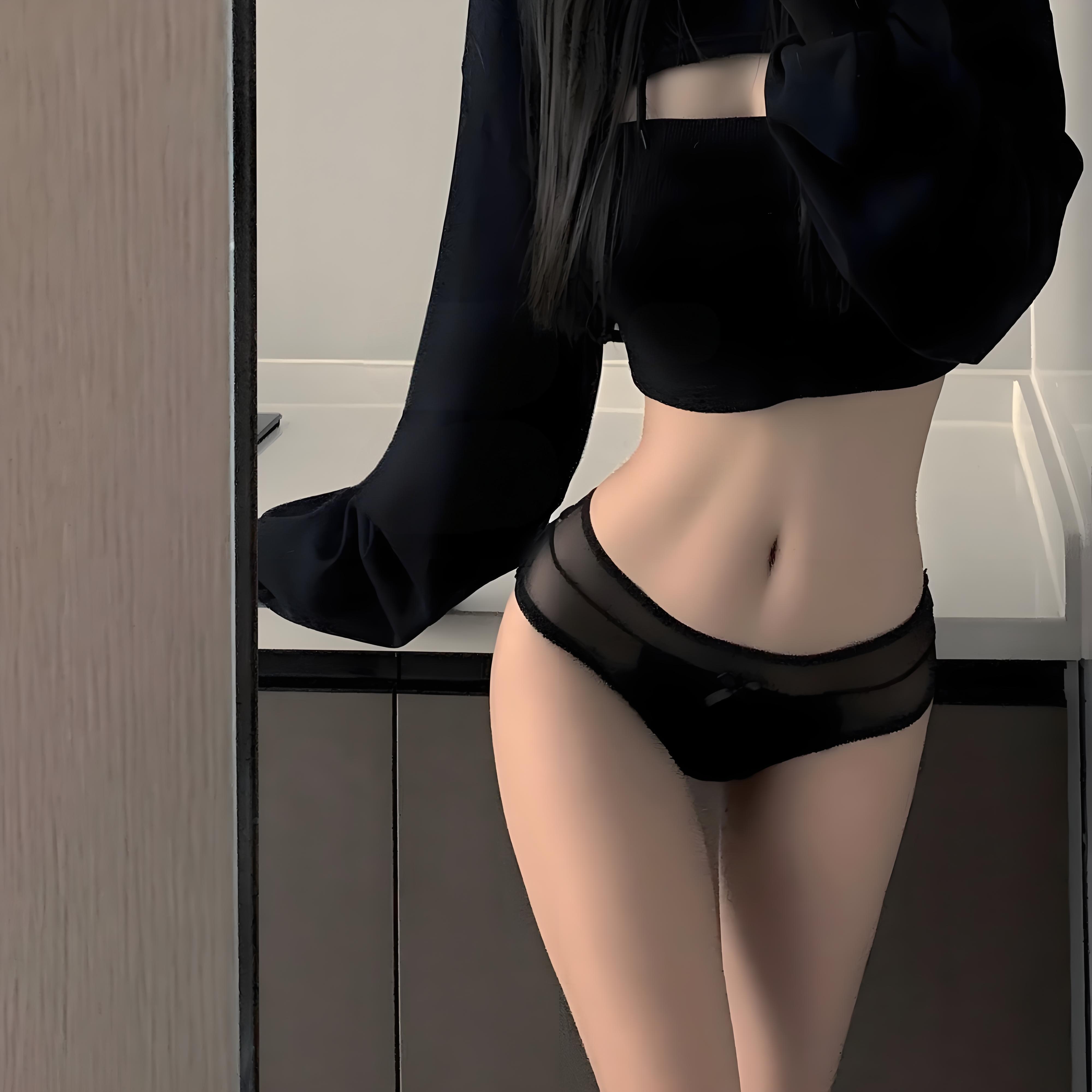 ind*法式简约少女内裤性感甜美蕾丝网纱纯欲拼接裸感透气三角内裤