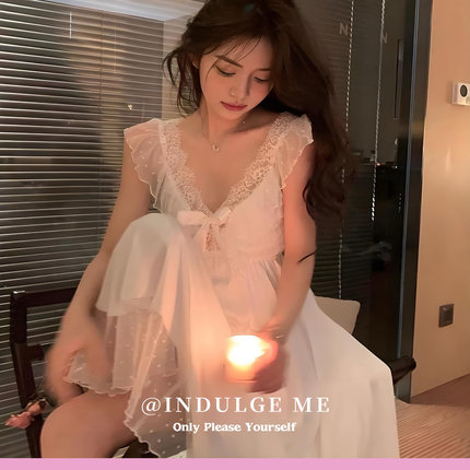 ind盛夏繁星*性感睡裙女蕾丝露背吊带纯欲甜美高级感风睡衣蕾丝边
