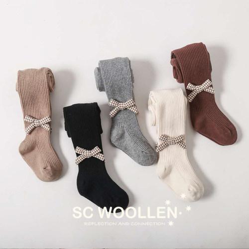 SC Woollen澳洲复古儿童连裤袜女童婴儿宝宝袜子蝴蝶结打底裤袜