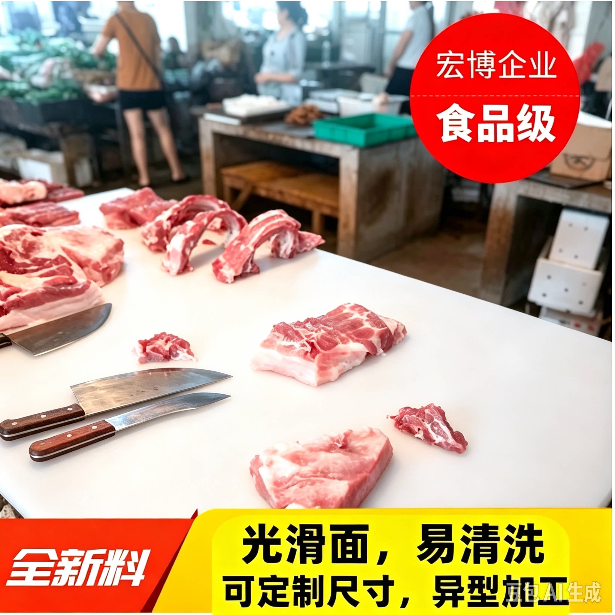 食品级超市分割塑料白色猪肉台市场垫板尼龙PP塑胶案板卖肉案板