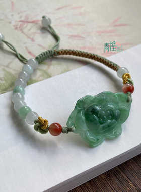 青莲记女天然A货翡翠花朵手链