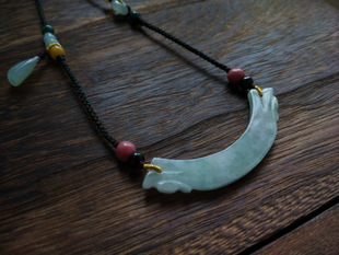 【青莲记】双龙护主 手工编制复古A货翡翠弯条玉衡项链百搭毛衣链