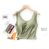 内搭吊带夏季 莫代尔U型内衣短款 带胸垫 外穿露脐背心 清仓特价