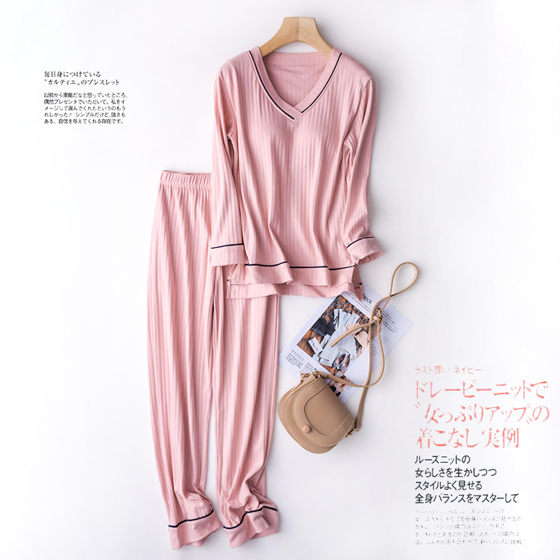 秋冬季纯棉加厚睡衣带胸垫内衣女士睡袍休闲外出长袖宽松家居服女