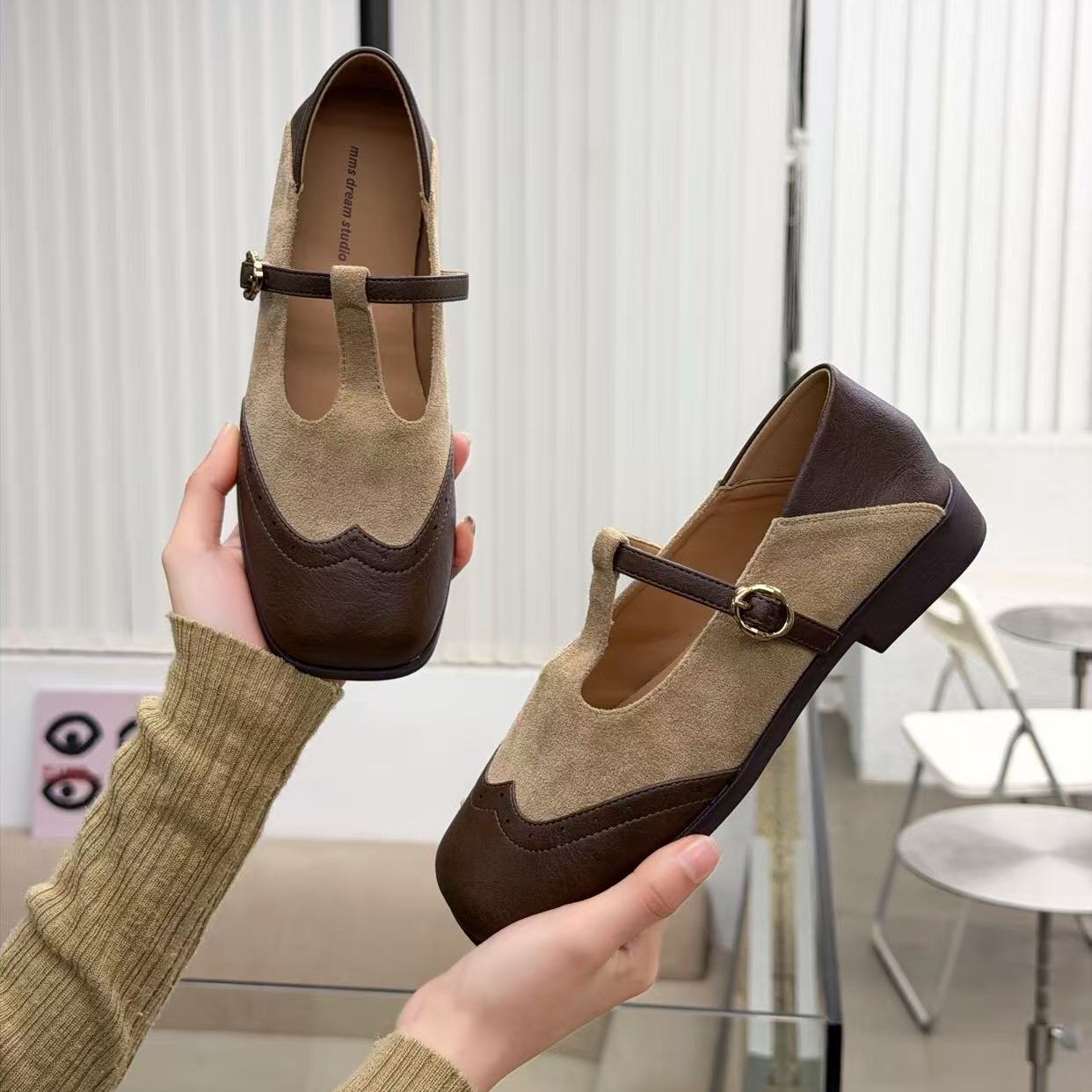 18复古真皮方头玛丽珍鞋女2026年春季新款百搭舒适丁字扣平底单鞋,女鞋,玛丽珍鞋,淘宝优惠券,粉丝福利购,淘宝优惠卷