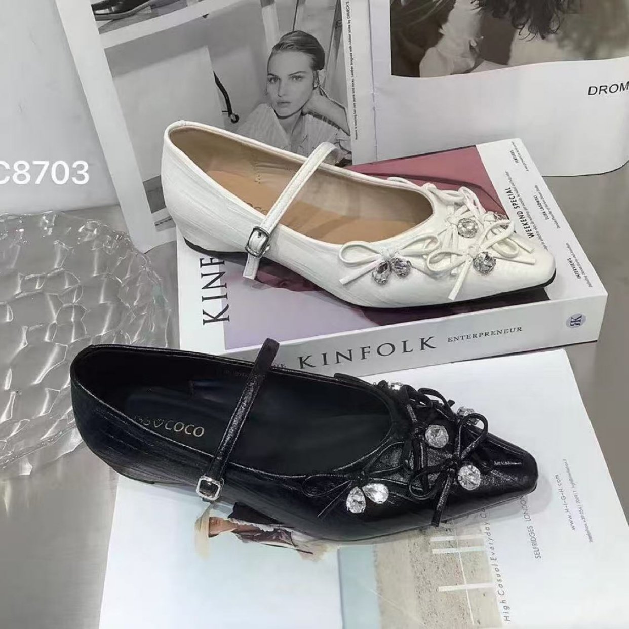 18轻熟风尖头玛丽珍鞋女2026年春季新款水钻蝴蝶结一字扣平底单鞋,女鞋,玛丽珍鞋,淘宝优惠券,粉丝福利购,淘宝优惠卷