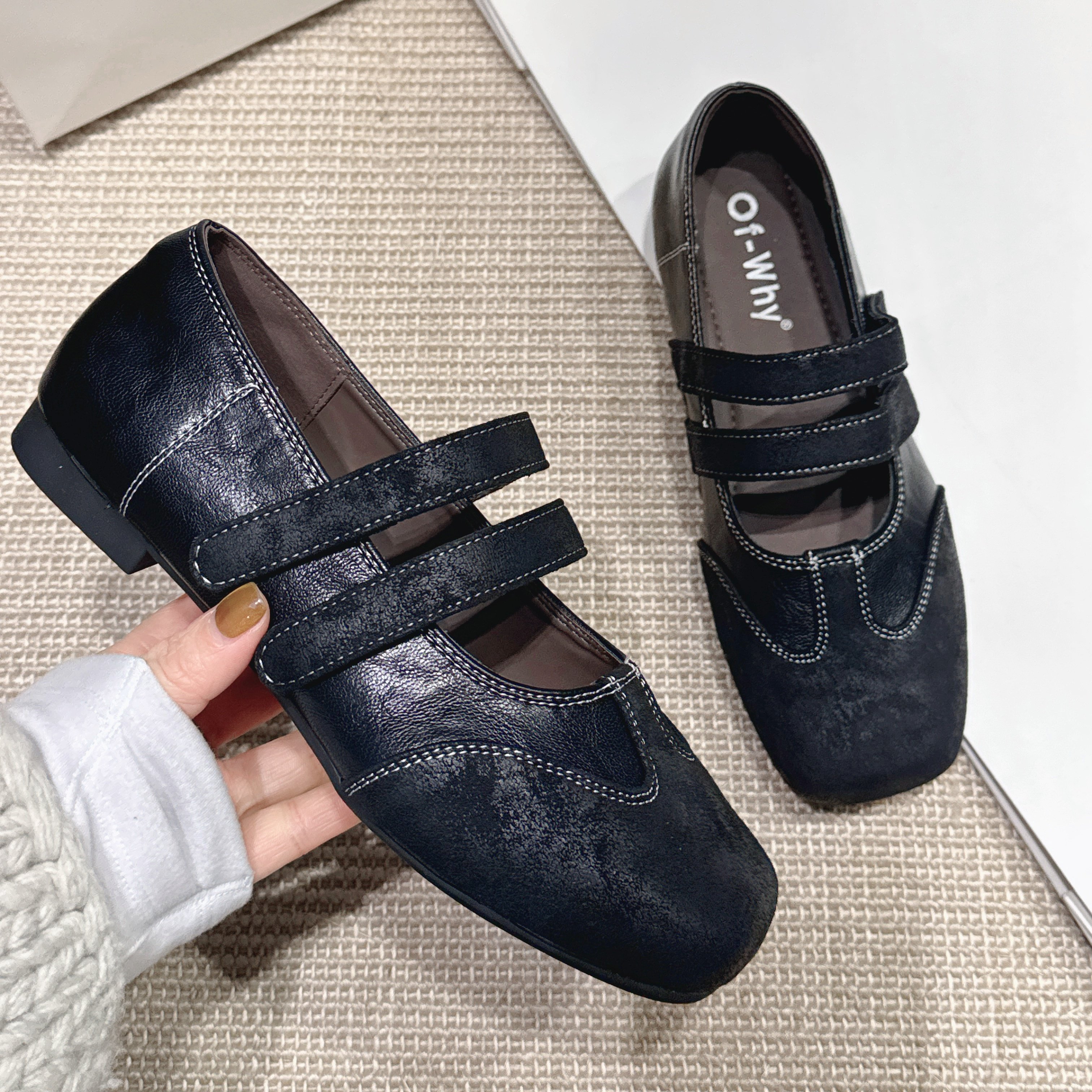 14复古风方头玛丽珍鞋女2026年春季新款超纤皮平底魔术贴平底单鞋,女鞋,玛丽珍鞋,淘宝优惠券,粉丝福利购,淘宝优惠卷