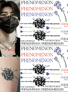 蔡徐坤同款Phenomenon现象英文纹身贴玫瑰防水持久果汁草本半永久