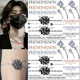 蔡徐坤同款Phenomenon现象英文纹身贴玫瑰防水持久果汁草本半永久