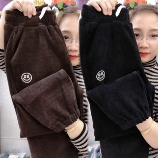 加绒显瘦哈伦卫裤 清仓捡漏灯芯绒运动裤 女宽松保暖束脚休闲灯笼裤