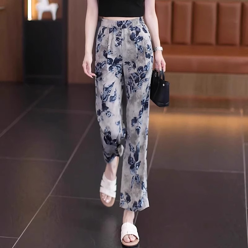 清仓捡漏冰丝阔腿裤女小个子大码外穿垂感休闲印花九分窄版直筒裤,女装/女士精品,大码裤装,淘宝优惠券,粉丝福利购,淘宝优惠卷