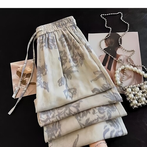 宽松慵懒风天丝亚麻山本阔腿裤女