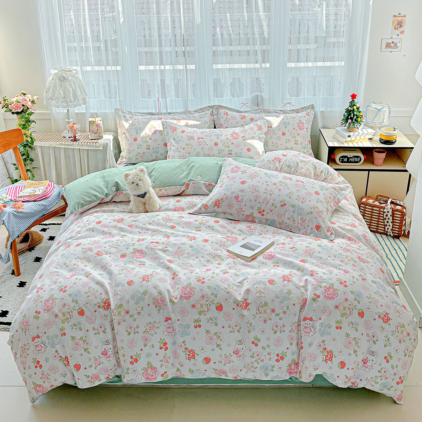 全棉小清新田园风碎花被套四季通