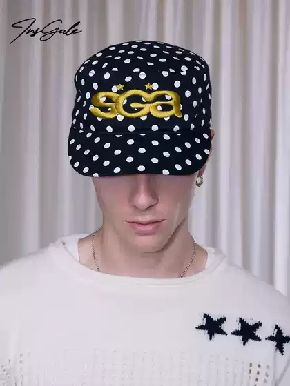 InsGale 25AW polka dot flat top retro embroidered curved edge cap duckbill cap