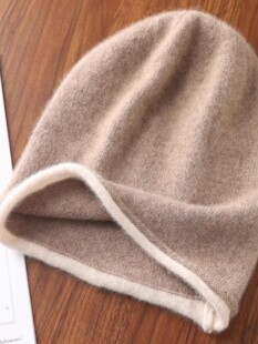 羊绒帽子秋冬男女羊毛线套头护耳卷边包头帽堆堆帽防挡风加厚保暖