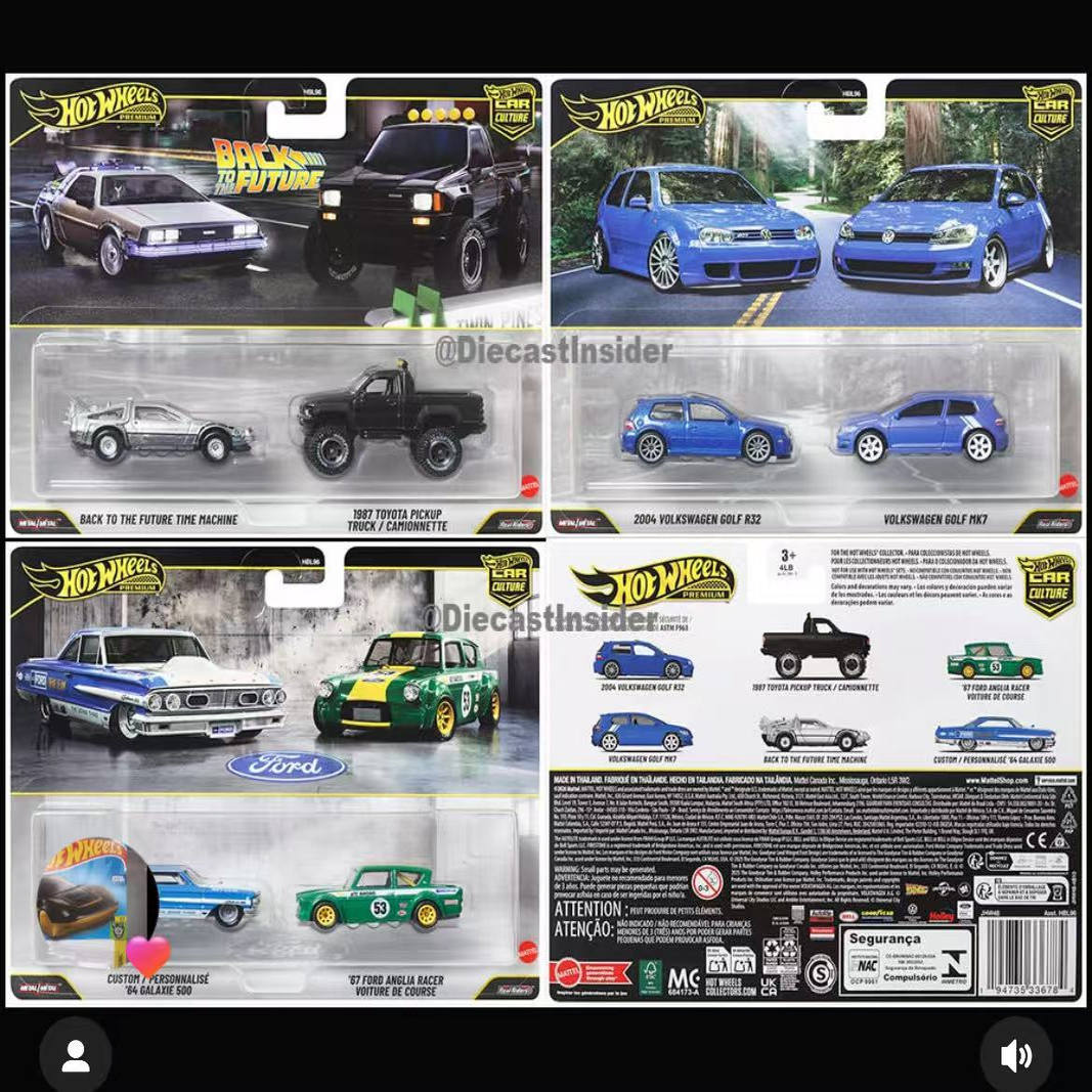 风火轮合金车模HBL96汽车文化双车套仿真高尔夫回到未来64比例