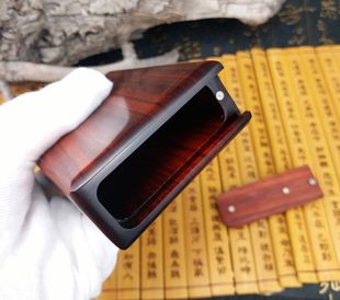 紫檀木烟盒整木掏空高档烟盒商务送礼品推拉滑盖20只装紫光檀花梨