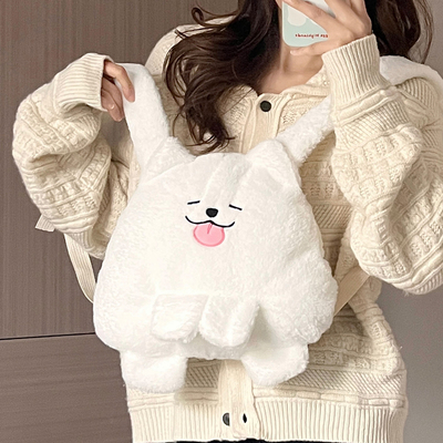 明星同款小狗萨摩耶毛绒双肩包