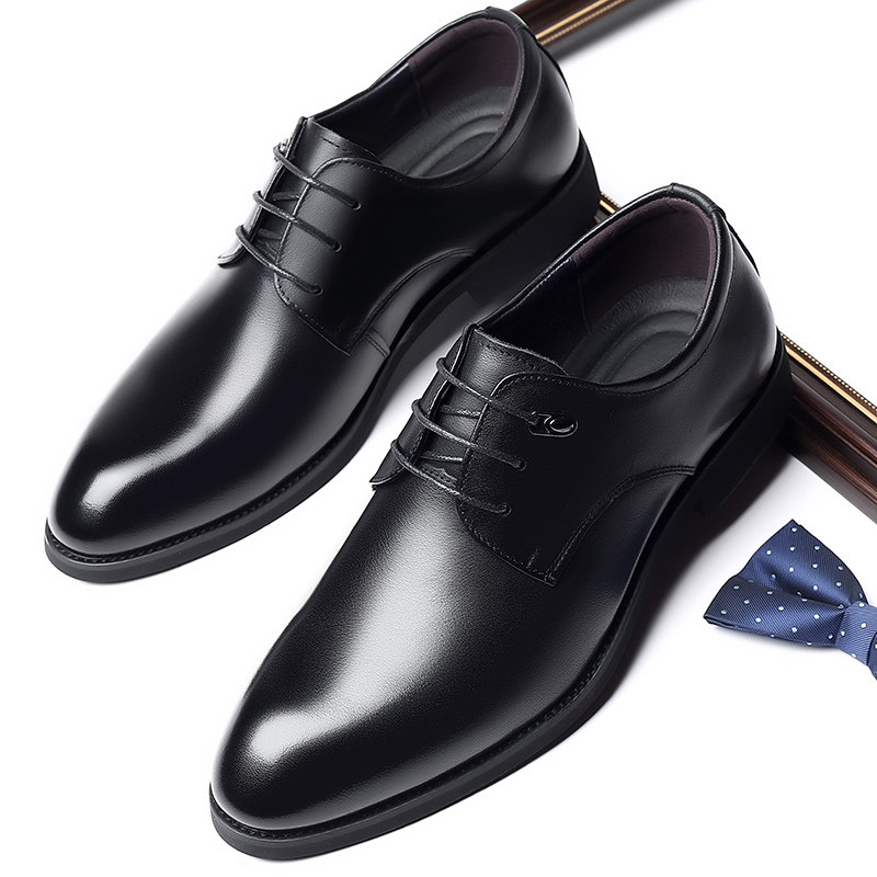 头层牛皮正装皮鞋2026春季新款内增高男士英伦风商务皮鞋男鞋子